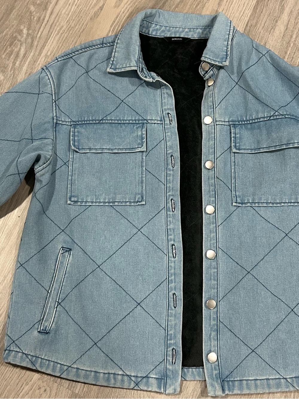 Light Blue Over-Sized Quilted Denim Jacket